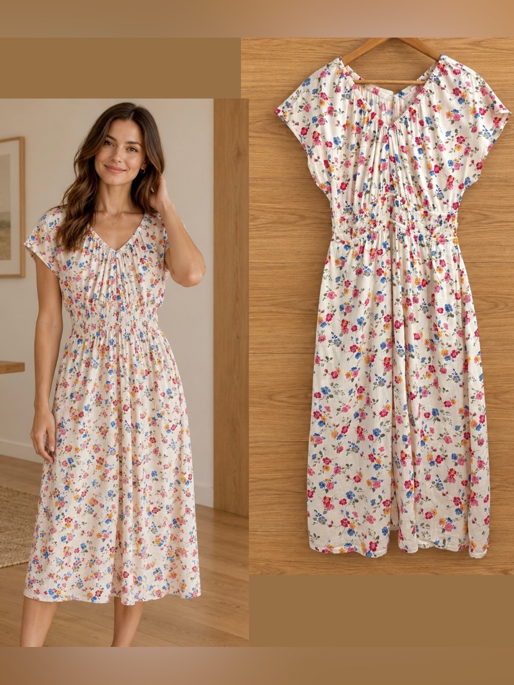 GAP Cream Floral Multi-color Maxi Dress
